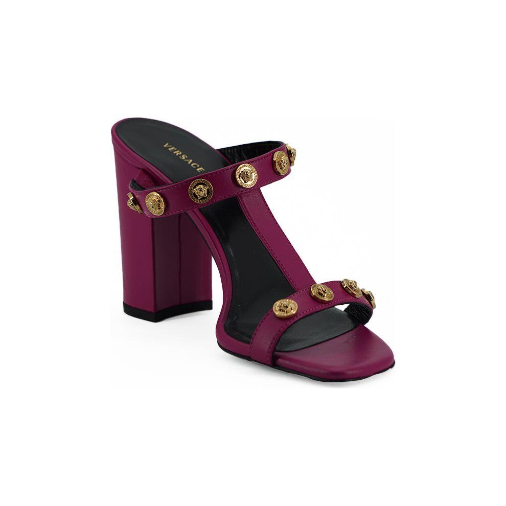 Versace Purple Calf Leather High Heel Sandals