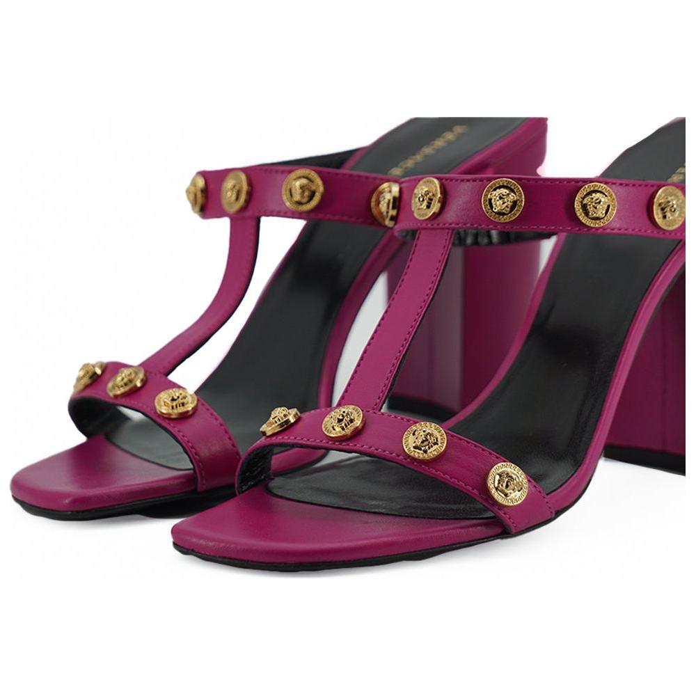 Versace Purple Calf Leather High Heel Sandals