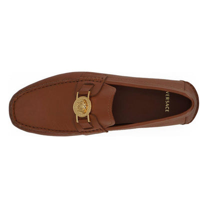Versace Natural Brown Calf Leather Loafers Shoes