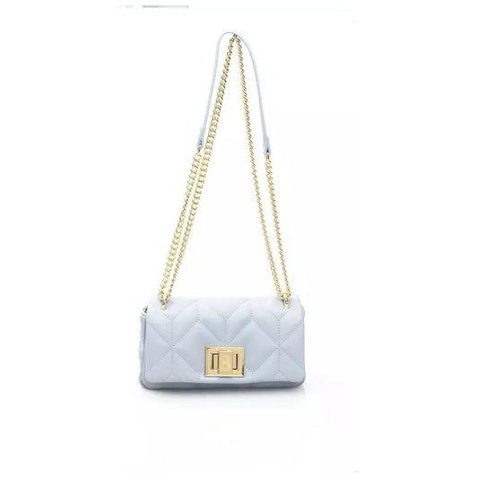 Elegant Light Blue Shoulder Bag with Golden Accents