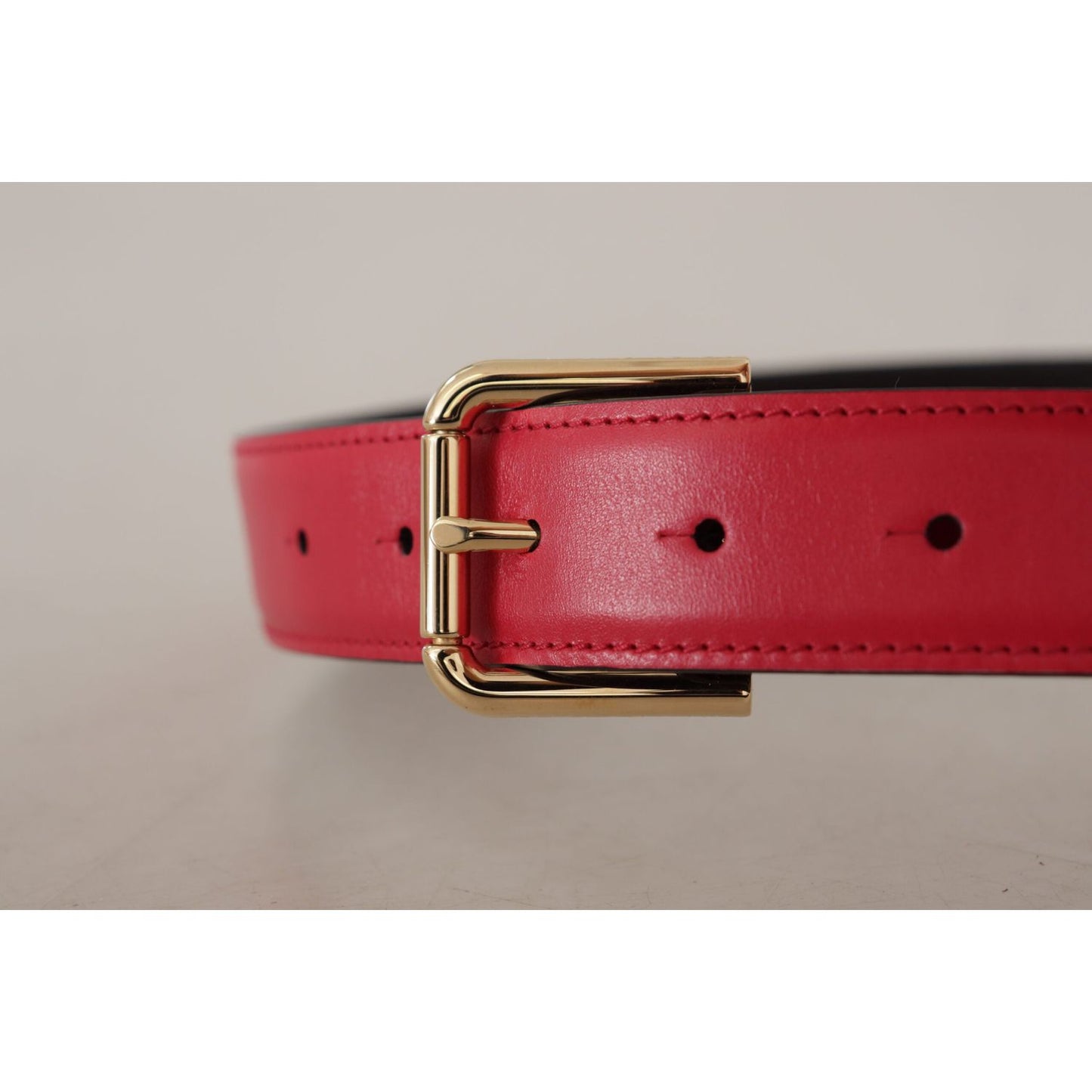 Dolce & Gabbana Elegant Red Leather Belt with Gold-Tone Buckle Dolce & Gabbana