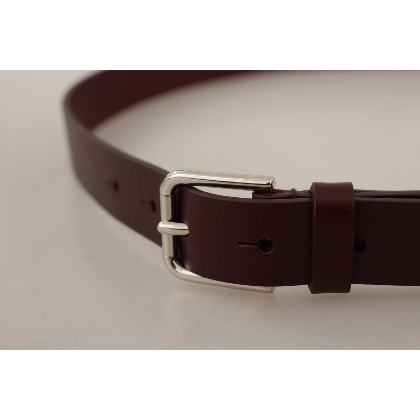 Dolce & Gabbana Elegant Maroon Leather Belt with Logo Buckle Dolce & Gabbana