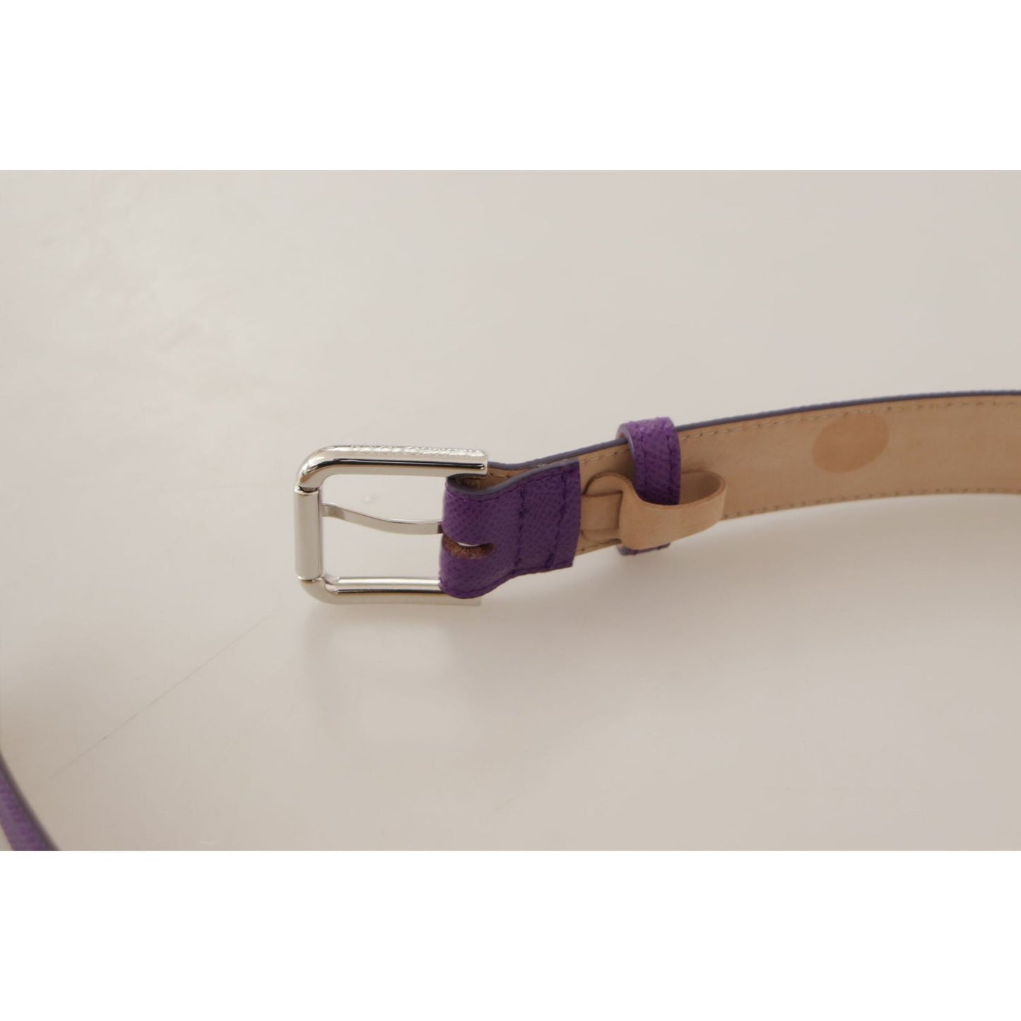 Dolce & Gabbana Elegant Purple Leather Belt with Logo Buckle Dolce & Gabbana