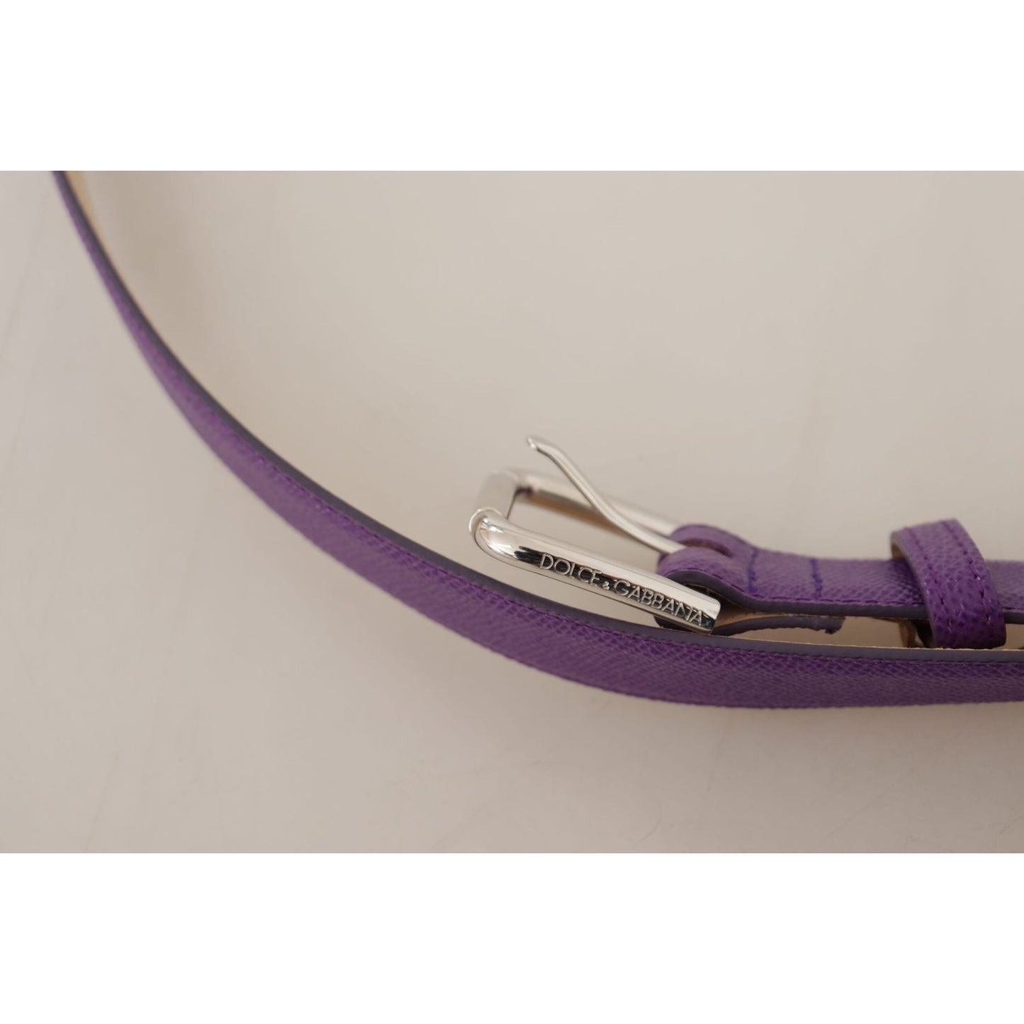 Dolce & Gabbana Elegant Purple Leather Belt with Logo Buckle Dolce & Gabbana