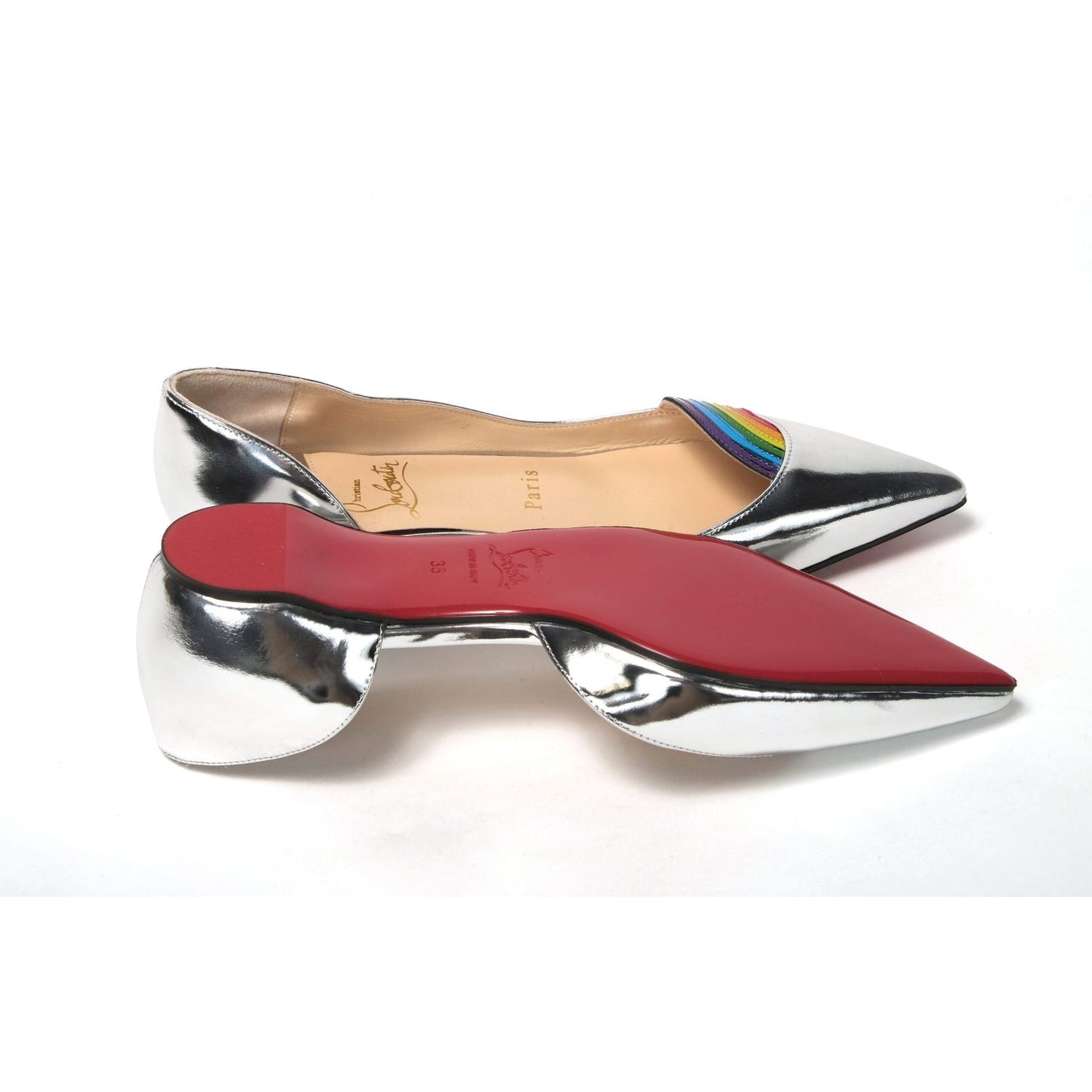 Christian Louboutin Silver Patentleather Flat Point Toe Shoe Christian Louboutin