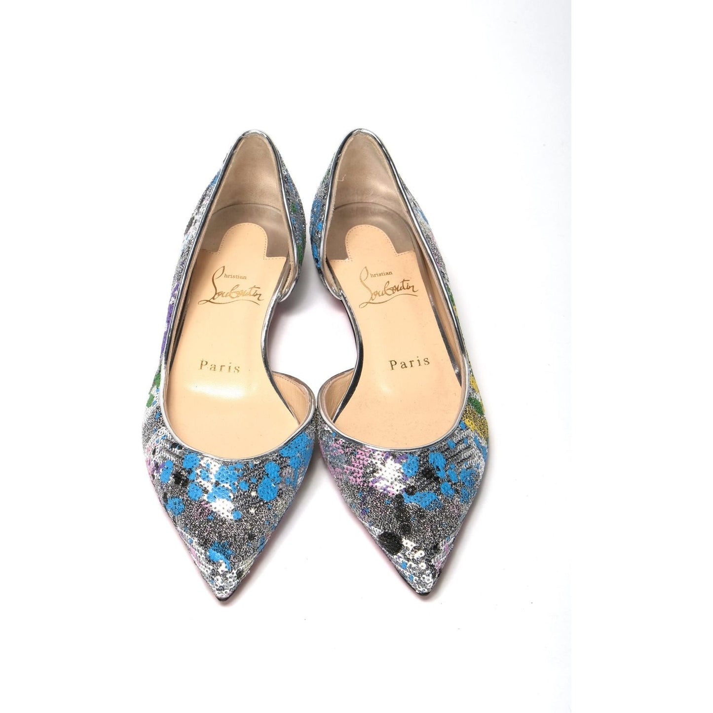 Christian Louboutin Multicolor Silver Flat Point Toe Shoe Christian Louboutin