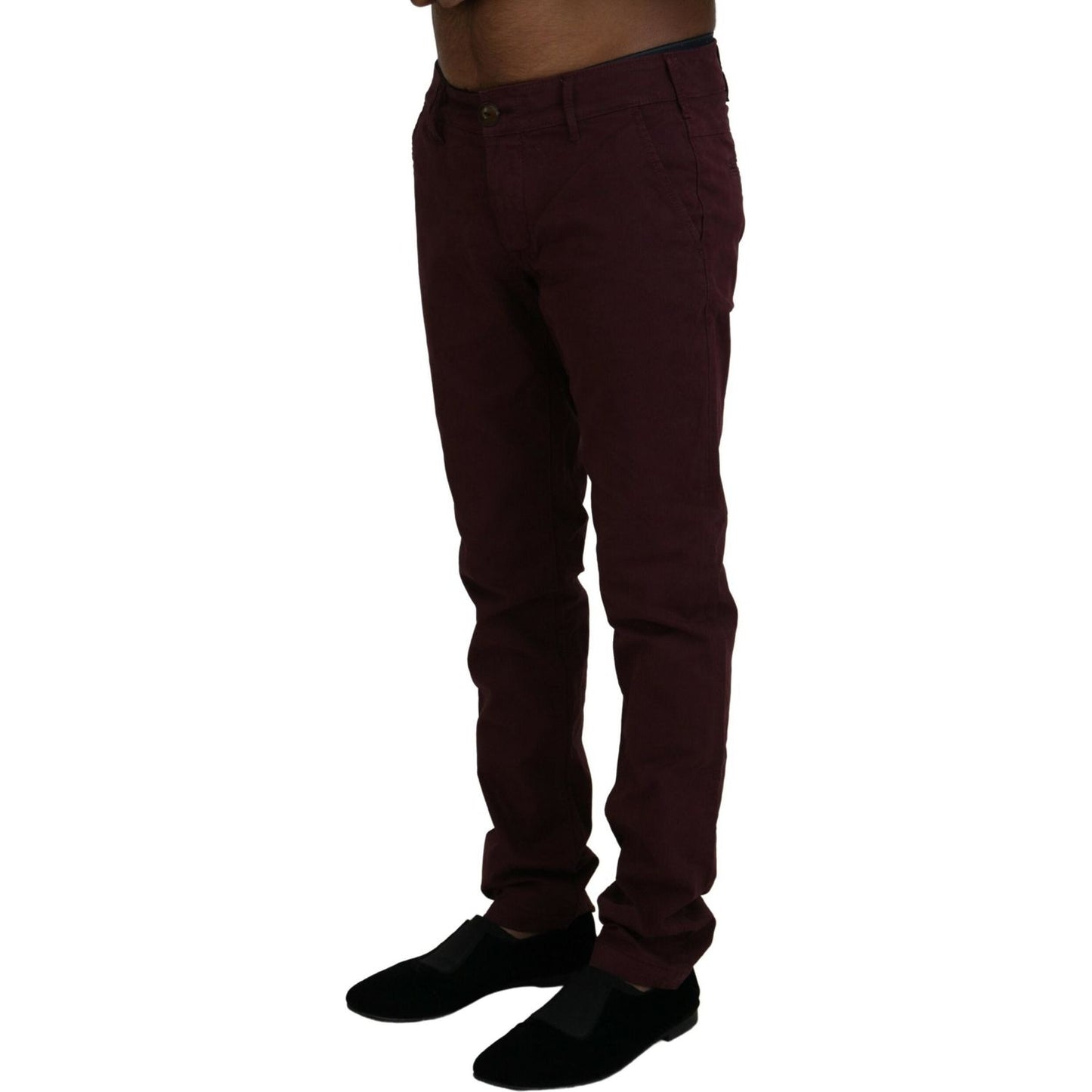 CYCLE Maroon Skinny Fit Cotton Pants CYCLE