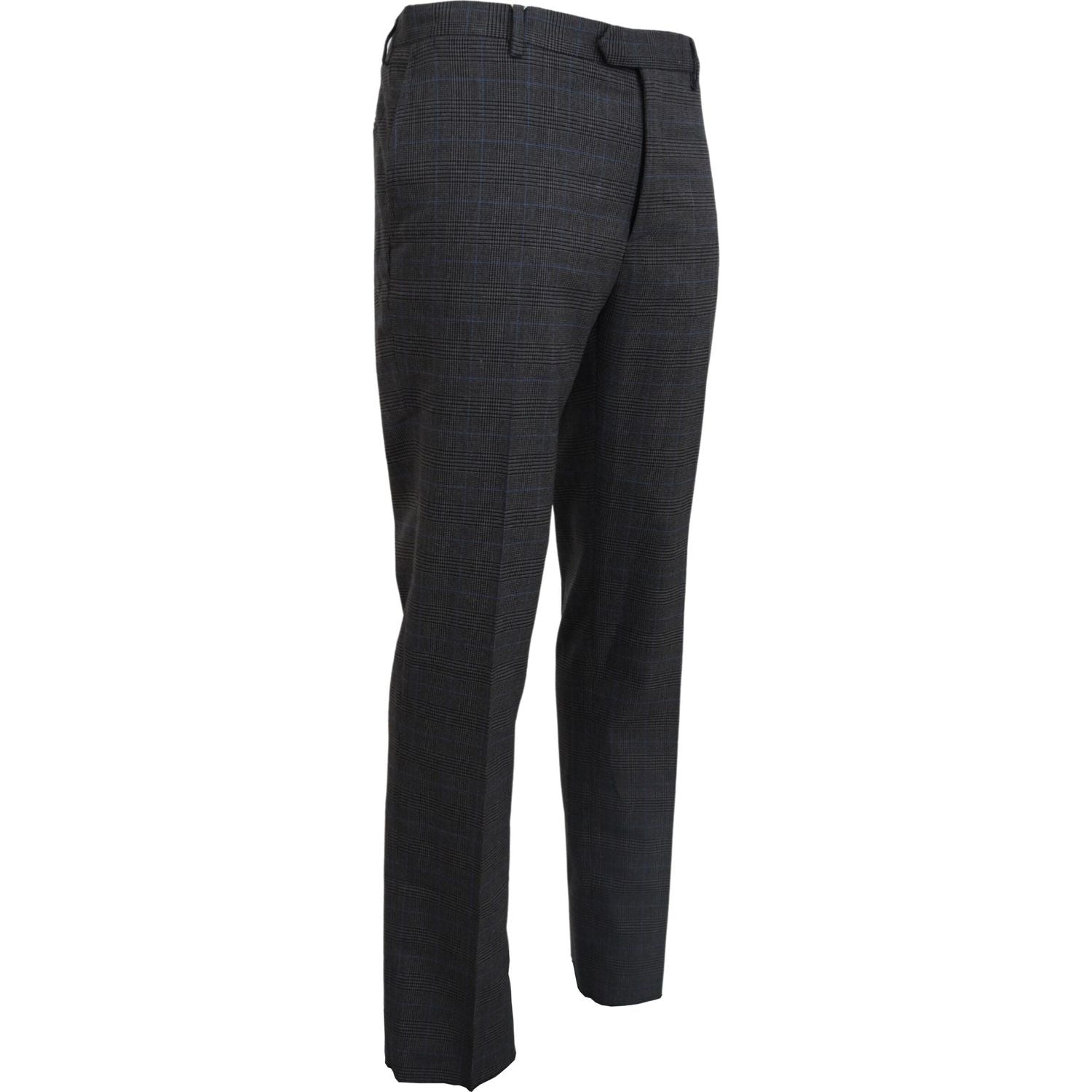 BENCIVENGA Gray Checkered Wool Dress Formal Pants