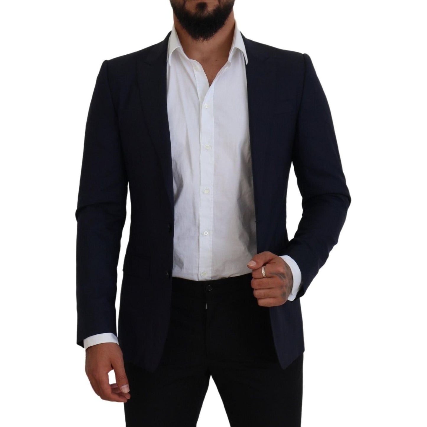 Dolce & Gabbana Elegant Blue Wool Silk Blazer Jacket Dolce & Gabbana