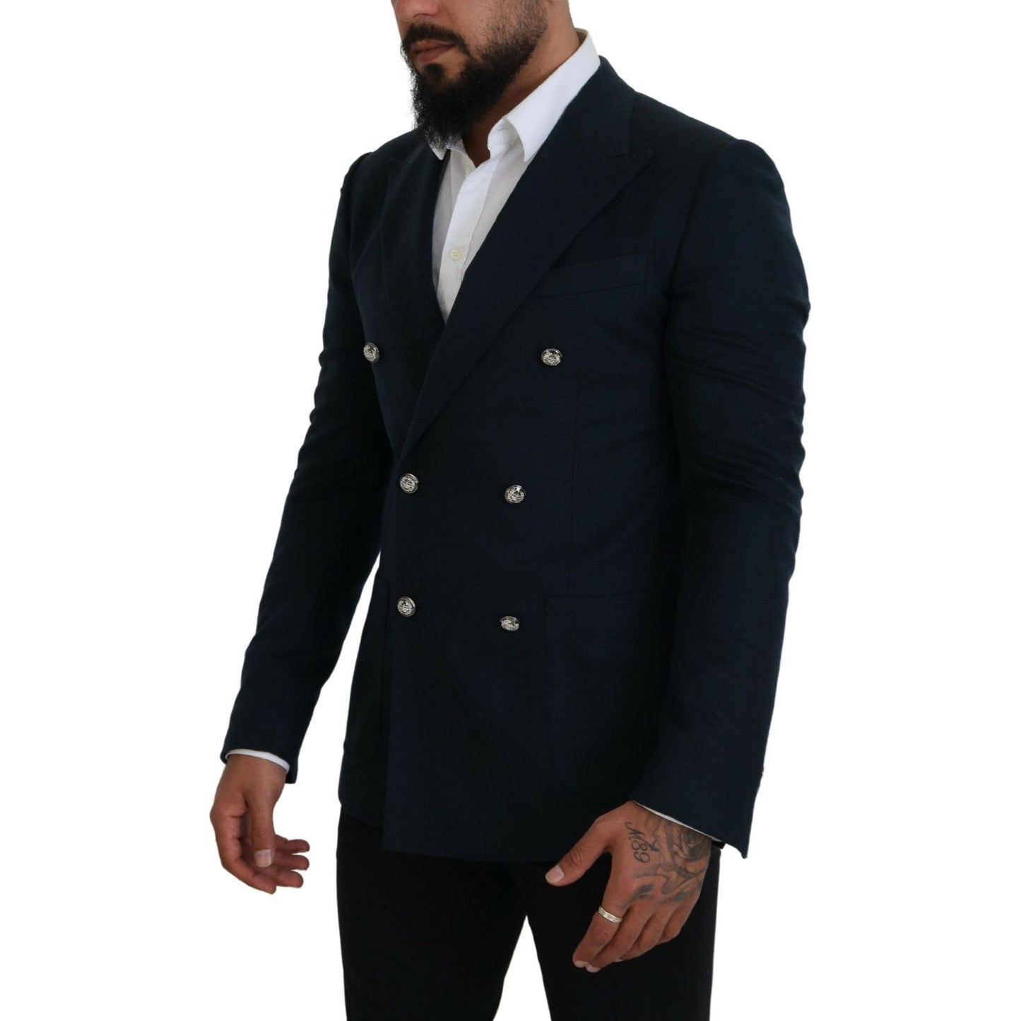 Dolce & Gabbana Elegant Cashmere-Silk Blend Blue Blazer Dolce & Gabbana