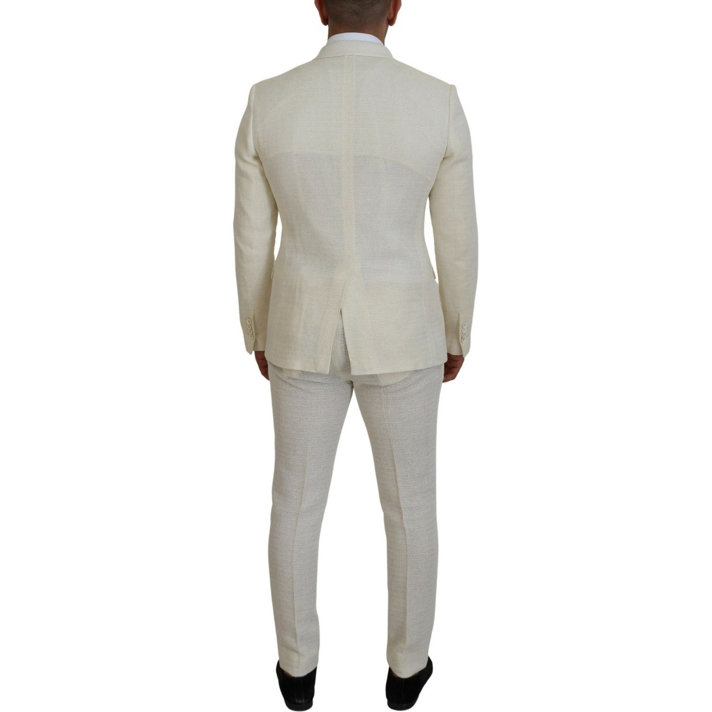 Dolce & Gabbana Elegant Off White Silk-Blend Suit Dolce & Gabbana