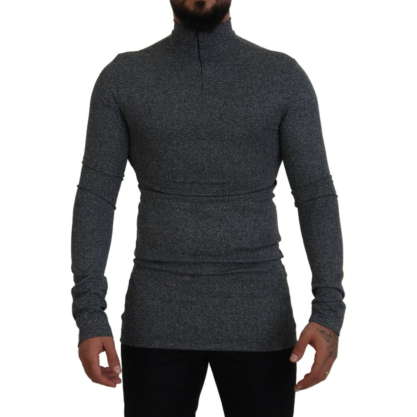 Dolce & Gabbana Elegant Dark Gray Pullover Sweater Dolce & Gabbana