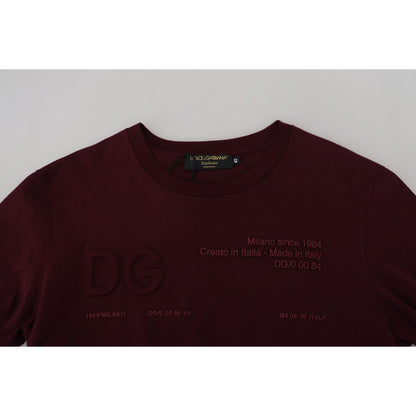 Dolce & Gabbana Maroon Printed Short Sleeves Men T-shirt