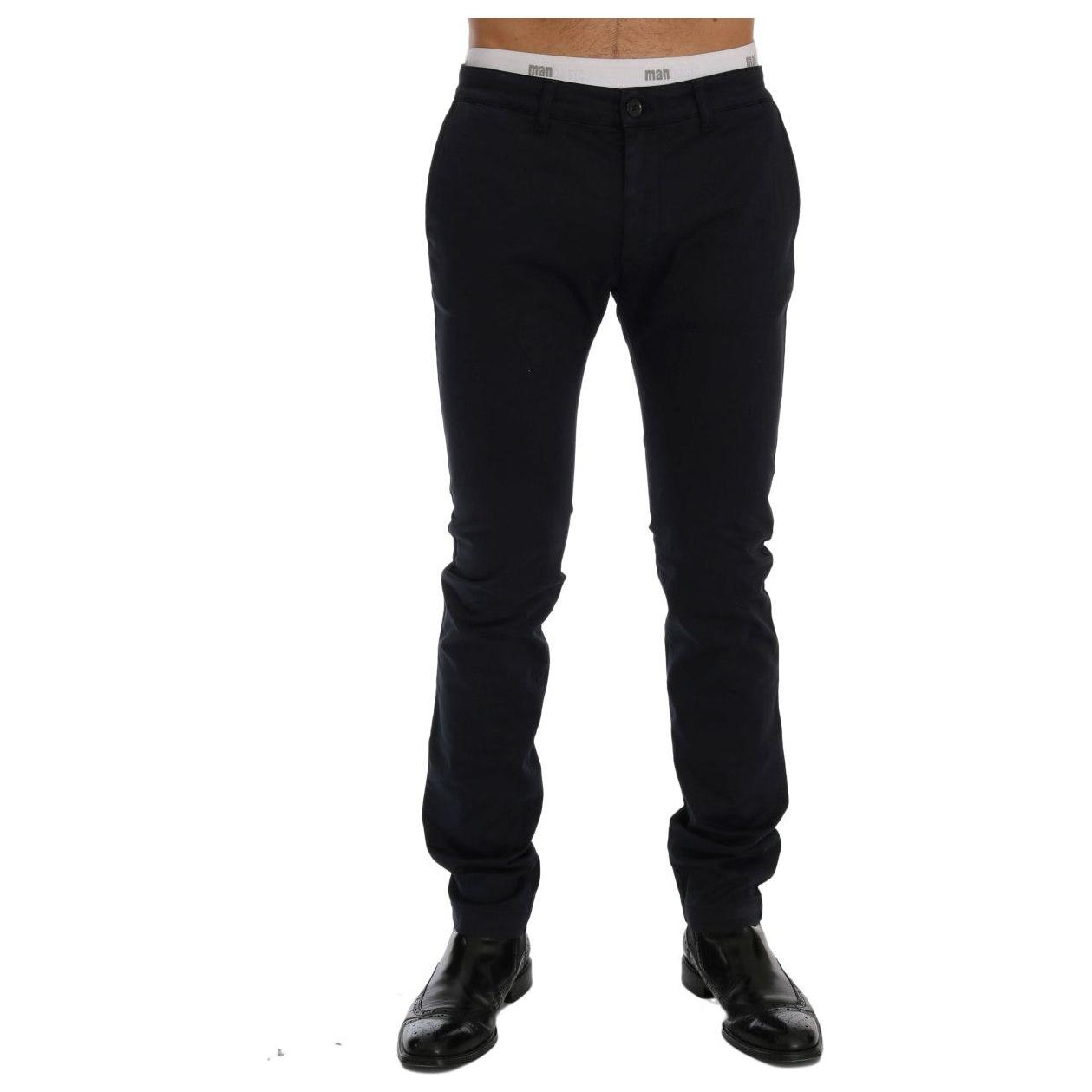 GF Ferre Blue Cotton Stretch Chinos Pants