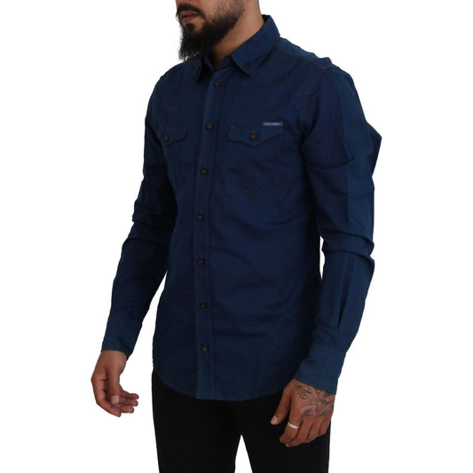 Dolce & Gabbana Elegant Blue Denim Casual Shirt Dolce & Gabbana