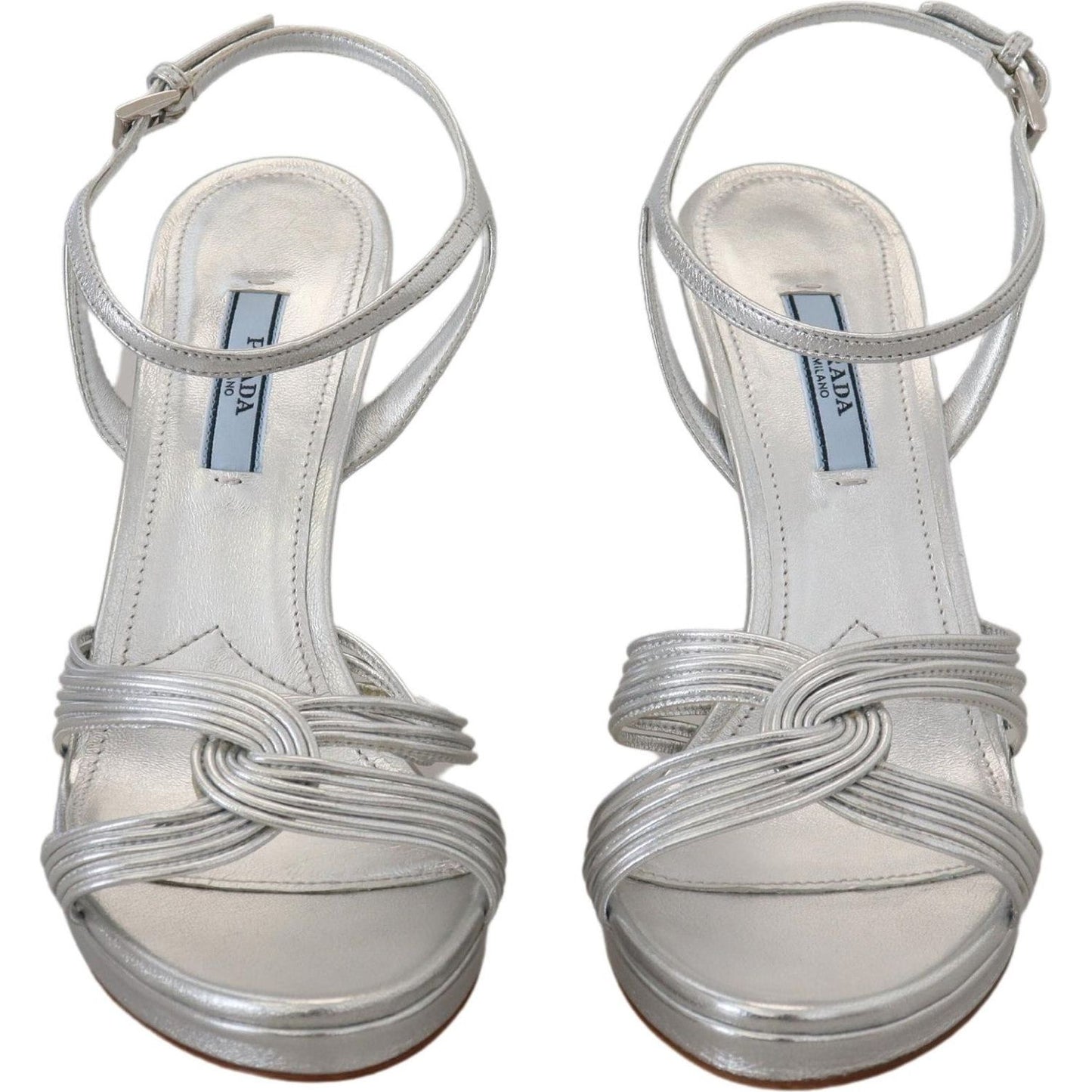 Prada Elegant Silver Stiletto Heels Sandals Prada