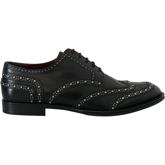 Dolce & Gabbana Elegant Studded Black Derby Shoes Dolce & Gabbana