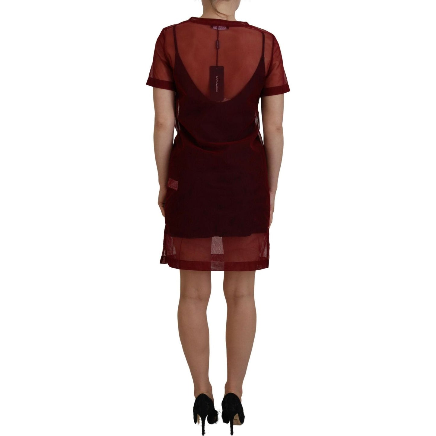 Dolce & Gabbana Maroon Mini Shift Dress - Italian Elegance Dolce & Gabbana