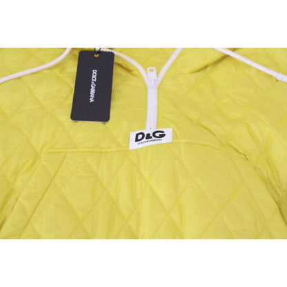 Dolce & Gabbana Yellow Nylon Quilted Hooded Pullover Jacket