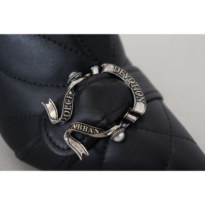 Dolce & Gabbana Black Devotion Quilted Buckled Ankle Boots Shoes