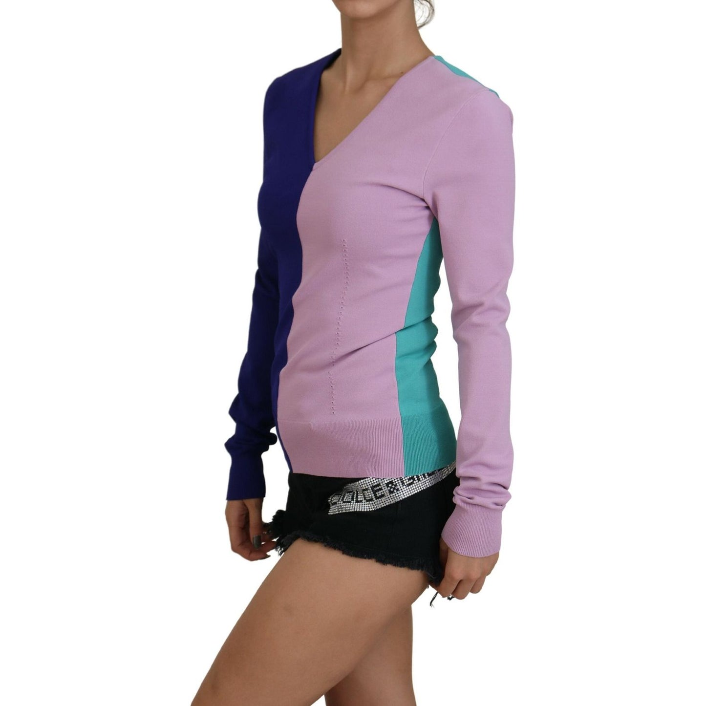 Dolce & Gabbana Multicolor V-neck Viscose Long Sleeves Sweater