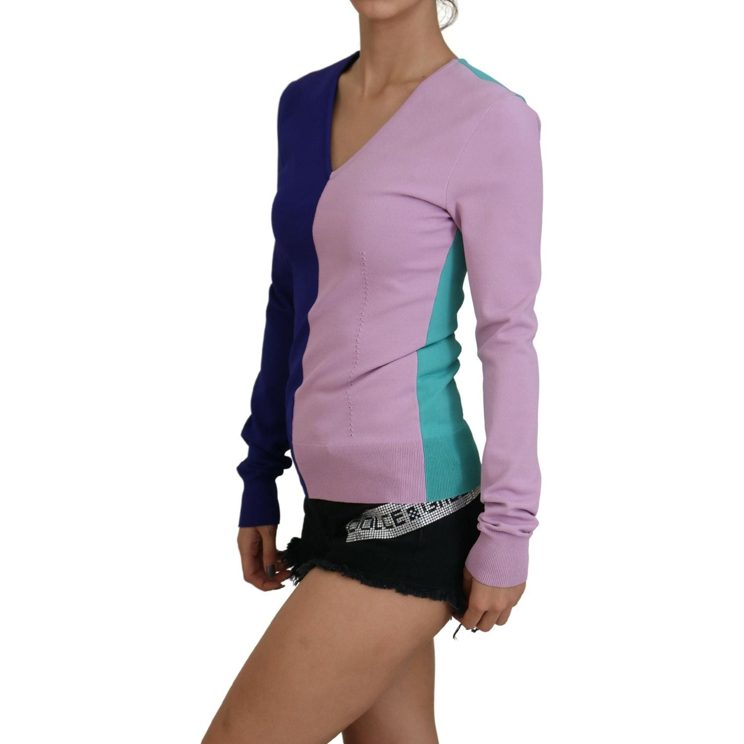Dolce & Gabbana Multicolor V-neck Viscose Long Sleeves Sweater