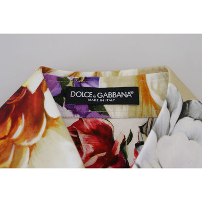Dolce & Gabbana Multicolor Floral Cotton Collared Blouse Top