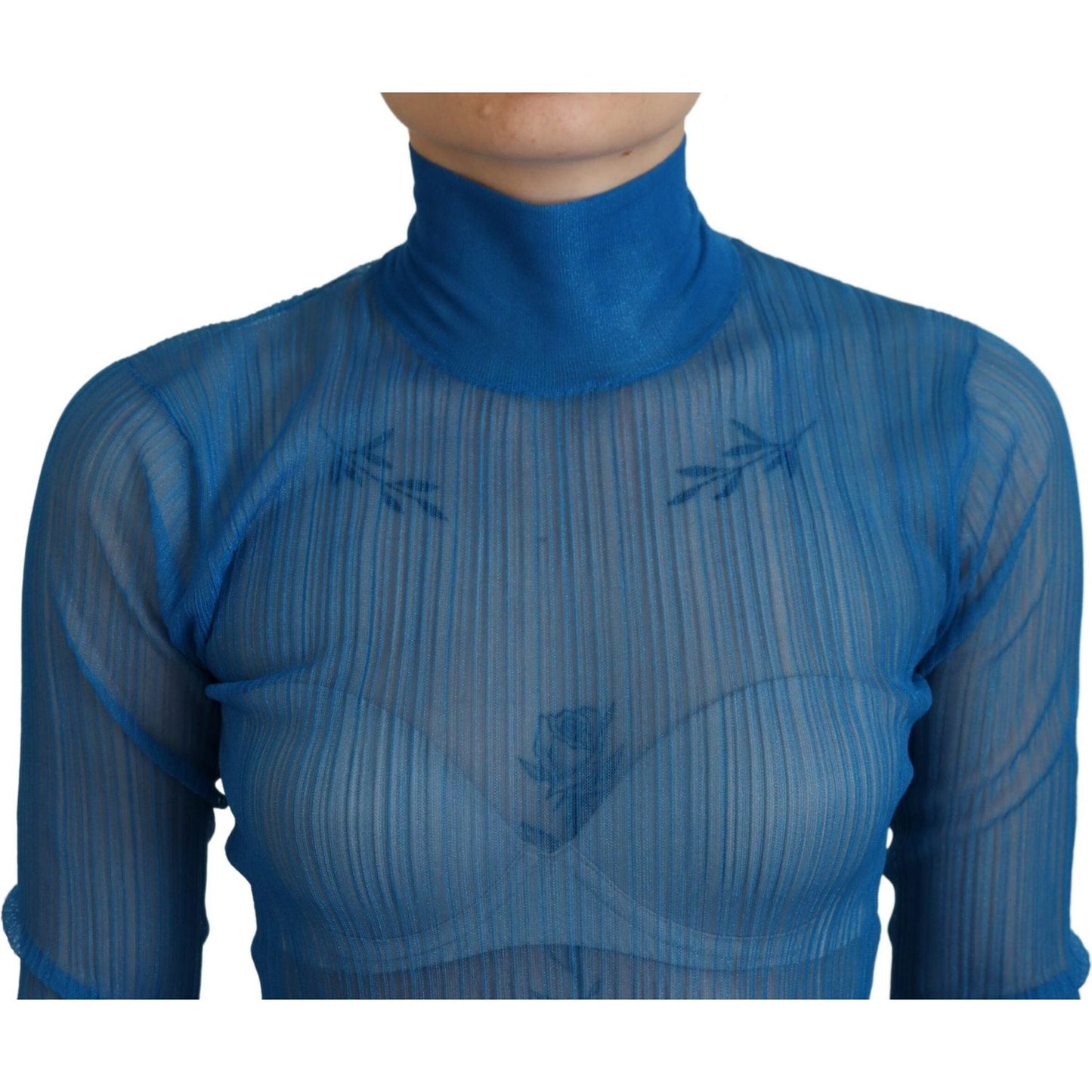 Dolce & Gabbana Elegant Blue Mesh Blouse Top Dolce & Gabbana