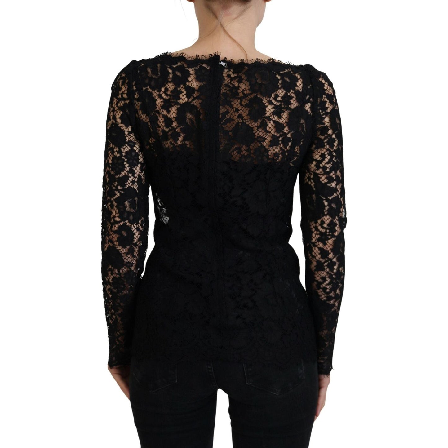 Dolce & Gabbana Elegant Floral Lace Long Sleeve Top Dolce & Gabbana