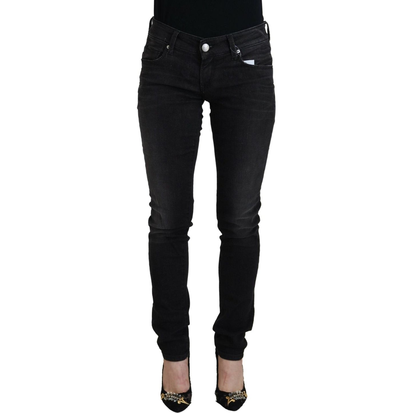 Acht Chic Black Low Waist Straight Leg Jeans Acht