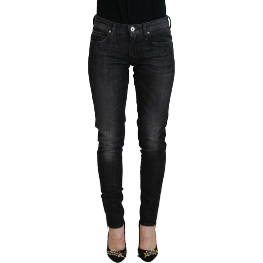 Fiorucci Black Cotton Low Waist Skinny Women Casual Jeans