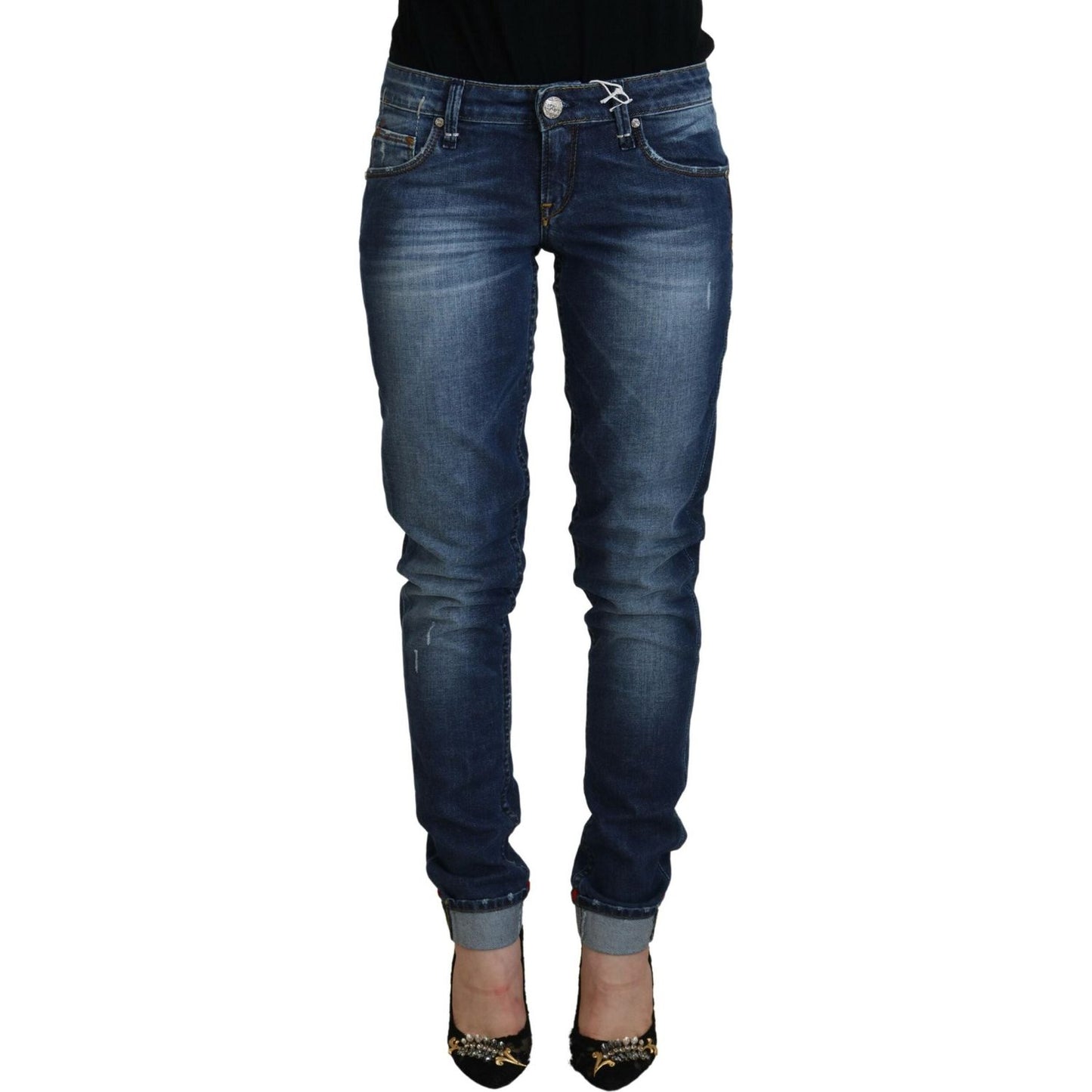 Acht Elegant Blue Washed Low Waist Skinny Jeans Acht