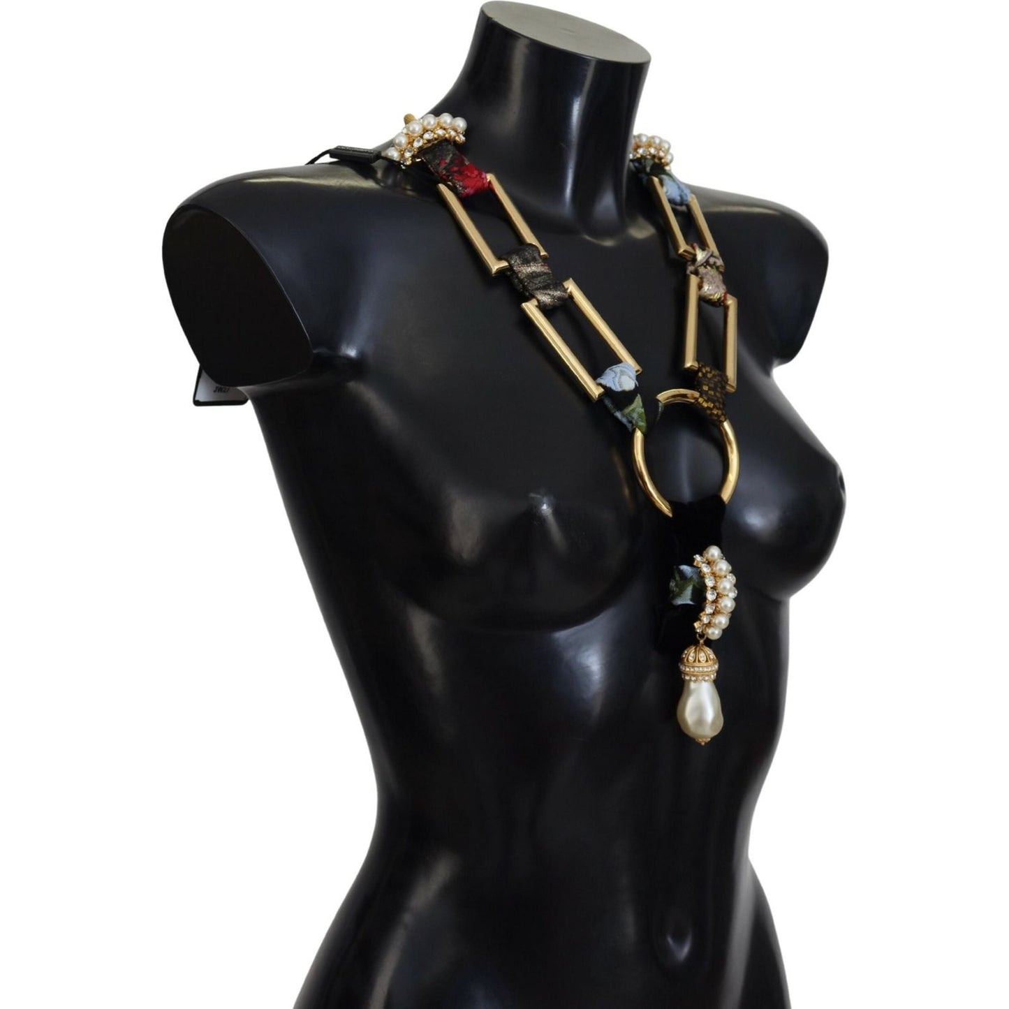 Dolce & Gabbana Gold Brass Sicily Crystal Robe Statement Necklace