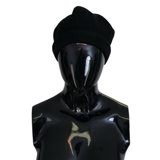 Dolce & Gabbana Black Virgin Wool Women Winter Beanie Cap Hat