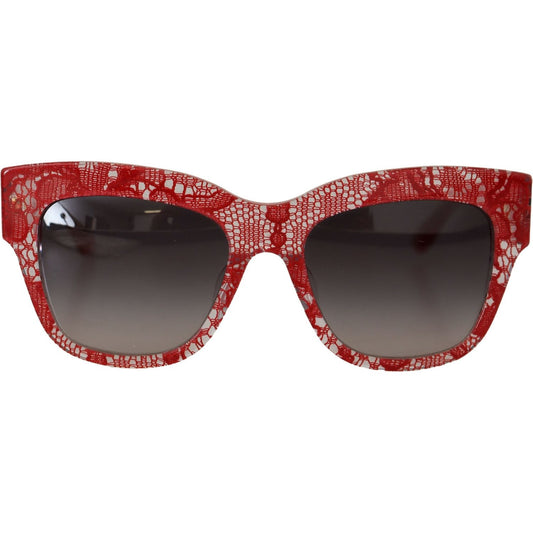 Dolce & Gabbana Elegant Red Lace Detail Sunglasses Dolce & Gabbana