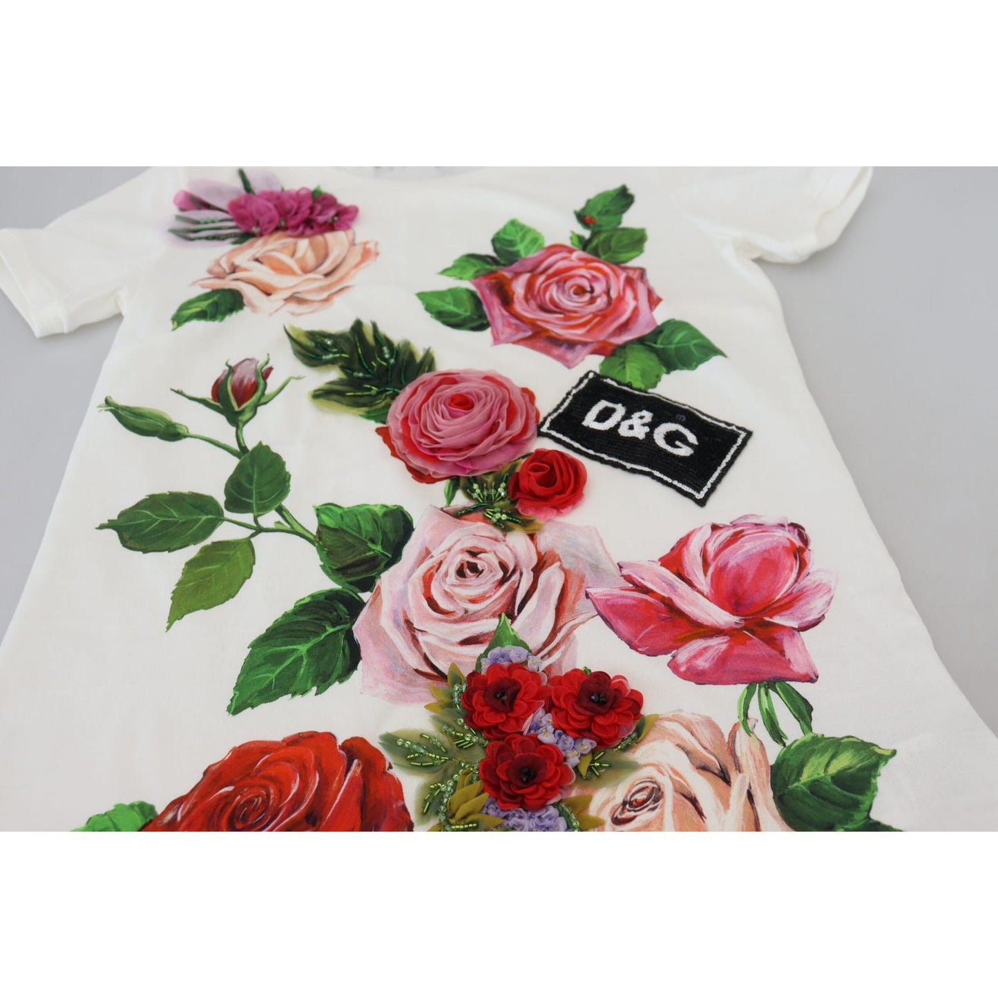 Dolce & Gabbana Elegant Multicolor Rose Print Cotton Tee Dolce & Gabbana