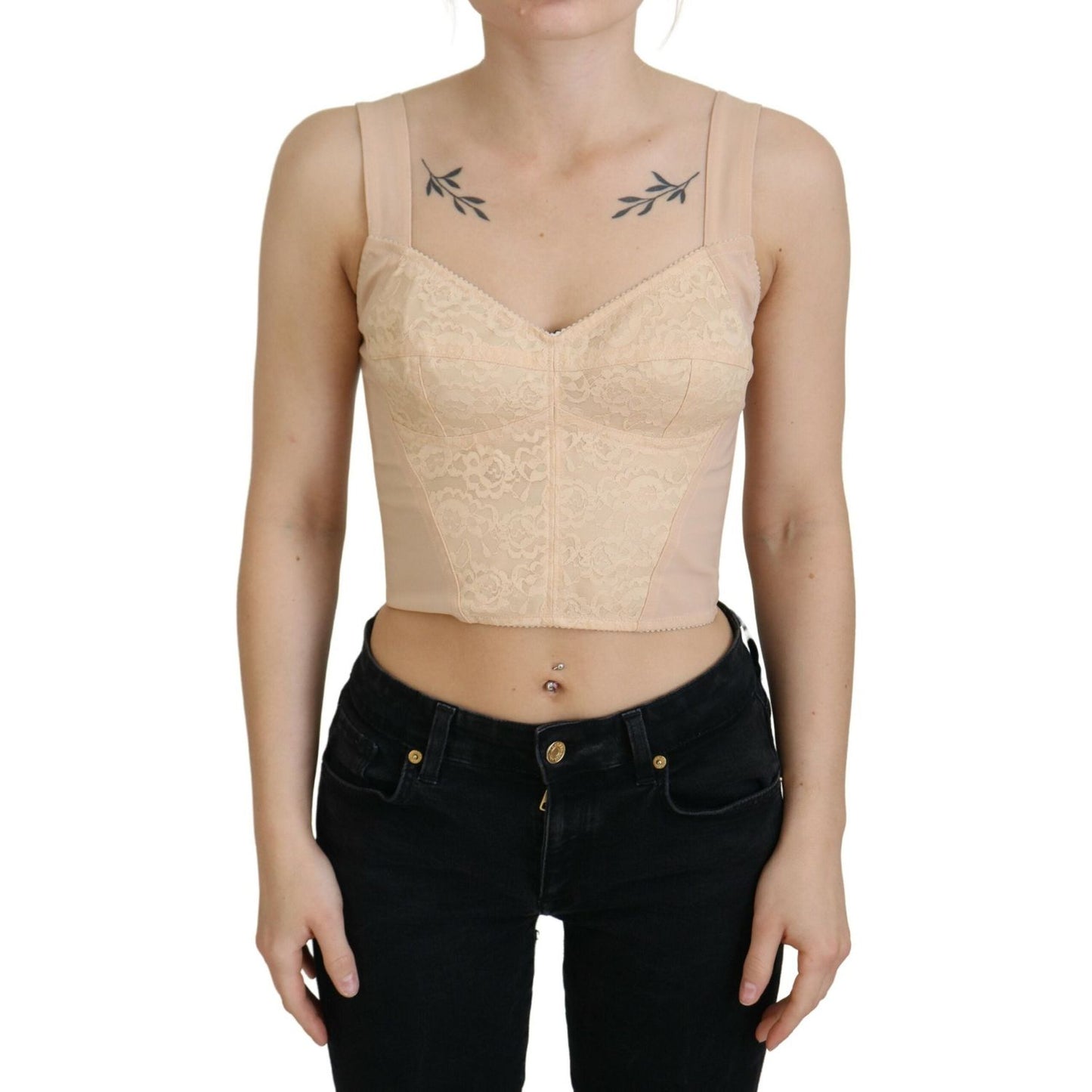 Dolce & Gabbana Elegant Beige Bustier Corset Top Dolce & Gabbana