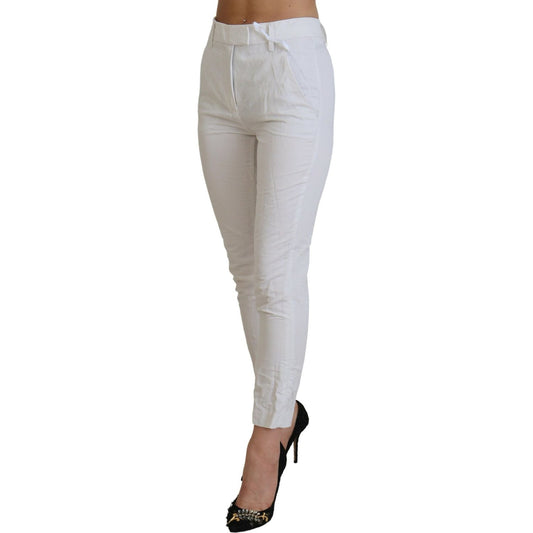 Dondup Elegant High Waist Tapered White Pants Dondup