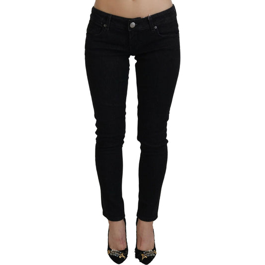 Acht Black Low Waist Slim Fit Cotton Denim Jeans
