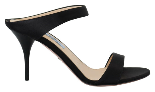 Prada Elegant Black Leather Heels Pumps Prada