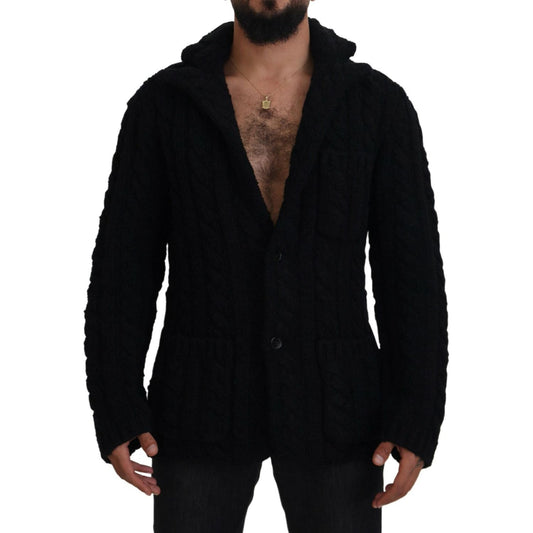 Dolce & Gabbana Elegant Black Wool-Cashmere Cardigan Sweater Dolce & Gabbana