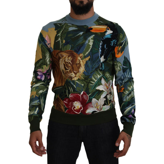 Dolce & Gabbana Jungle Embroidered Wool Silk Sweater Dolce & Gabbana