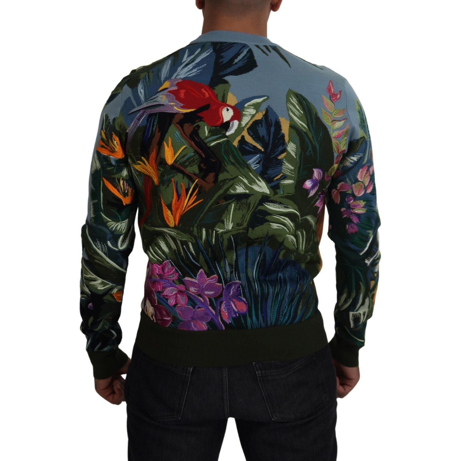 Dolce & Gabbana Multicolor Jungle Wool Pullover Logo Sweater
