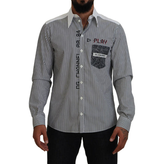 Dolce & Gabbana Classic Black and White Striped Button-Down Shirt Dolce & Gabbana