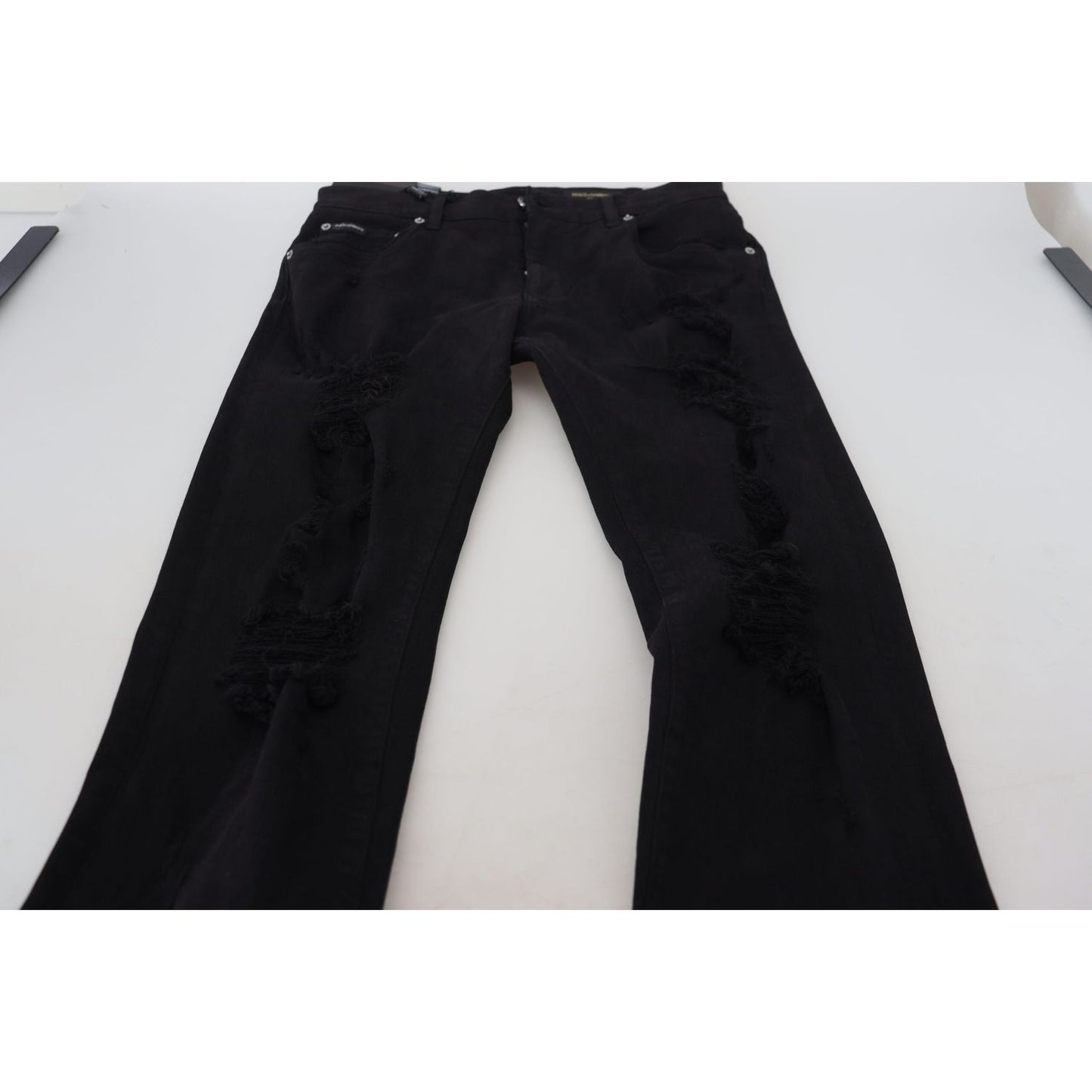 Dolce & Gabbana Svelte Black Tattered Slim Fit Denim Dolce & Gabbana