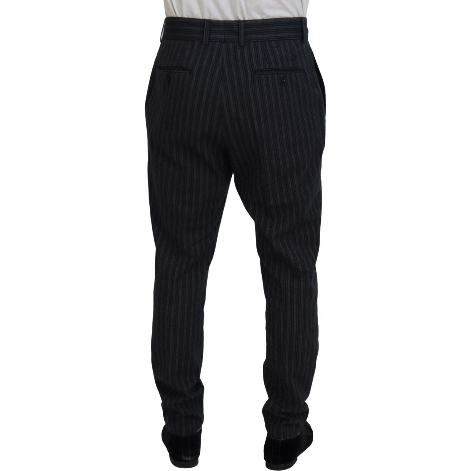 Dolce & Gabbana Dark Gray Stripes Chino Dress Pants