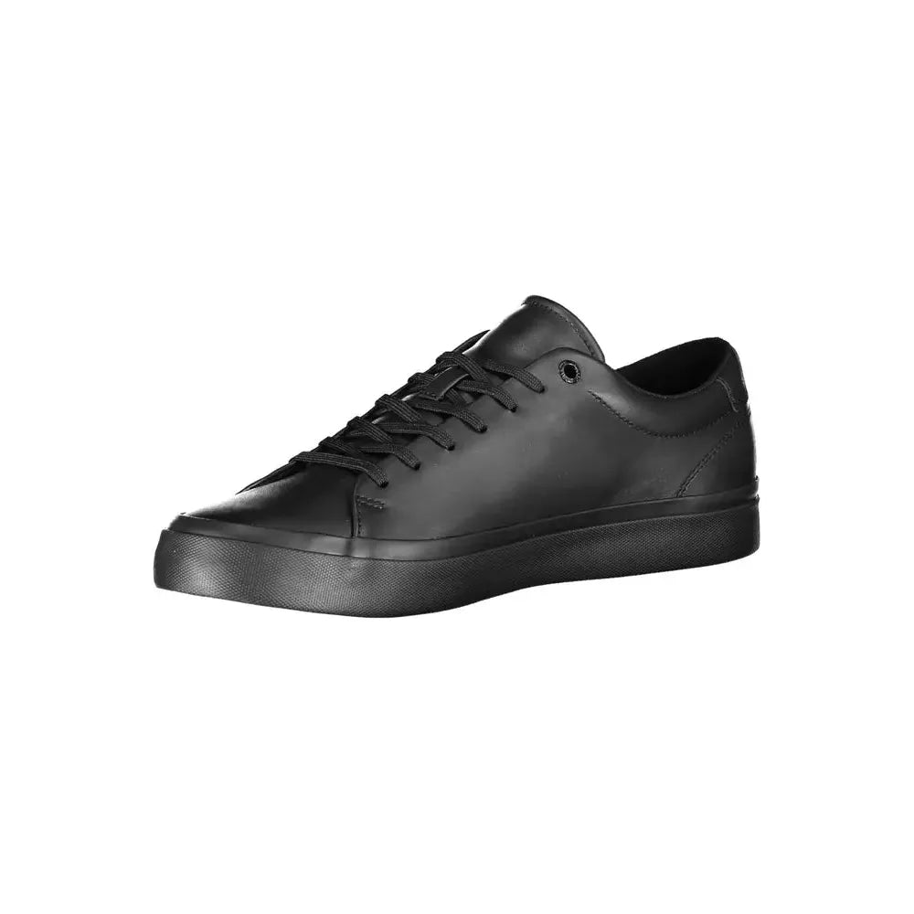 Tommy Hilfiger Black Leather Men Sneaker Tommy Hilfiger