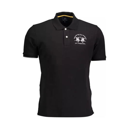 La Martina Black Cotton Men Polo Shirt La Martina