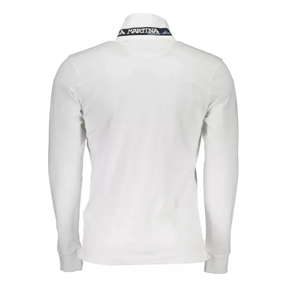 La Martina White Cotton Men Polo Shirt La Martina