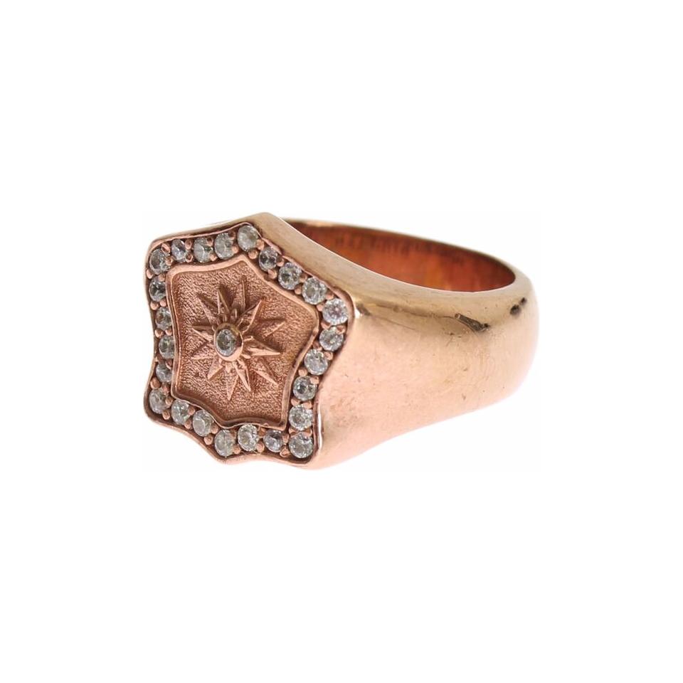 Nialaya Pink Gold 925 Silver Authentic Clear Ring